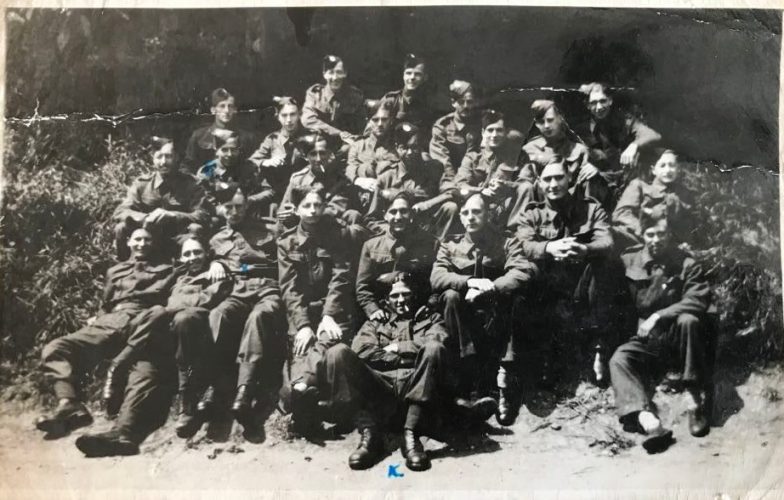N159 - Rfn. Madge, front row 3rd from right. Possibly also including Rfn. R. Wood - Rfn. Henry Madge collection