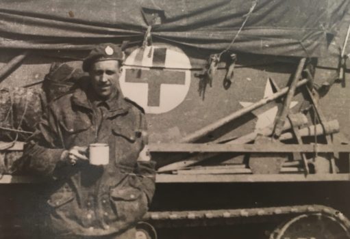 Medic Sgt. Victor Hadley wearing Denison smock - Sgt. V.T. Hadley coll.